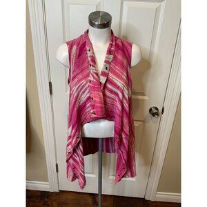Michael Kors Pink White Tie Die Goat Leather Rivet Vest, Size Small